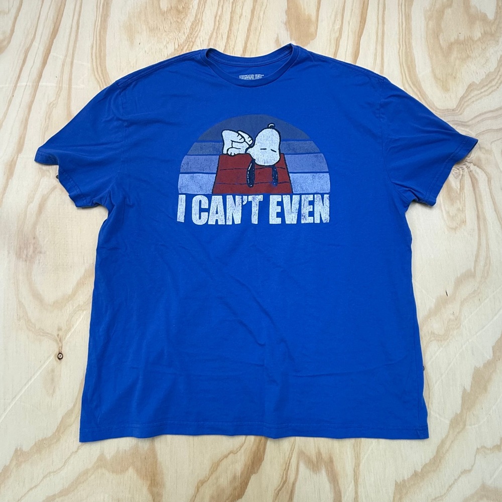 Peanuts Snoopy I Can't Even Graphic T-Shirt Mens 2XL Blue‎ Hybrid Apparel Cotton
